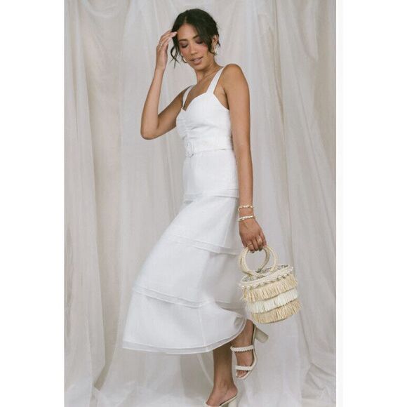 Show Me Your MuMu White Oranganza Bride Cosmopolitan Midi Dress Size Xxs. B26 - Picture 3 of 13